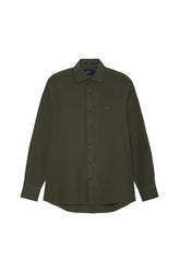 Regular Fit Overdye Poplin Shirt With Open Collar